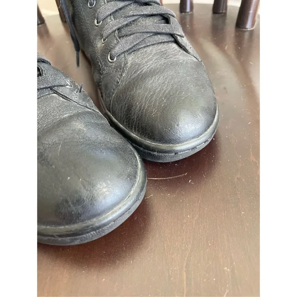 Eileen Fisher Game 2 Black Tumbled Nubuck Leather High Top Sneaker 7